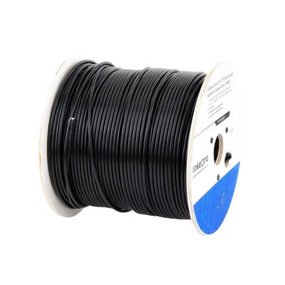 Bobina de cable de 305 m (1000 ft) Cat5e, Aleación de Cobre y Aluminio (CCA), color Negro, Uso Intemperie, Doble Forro