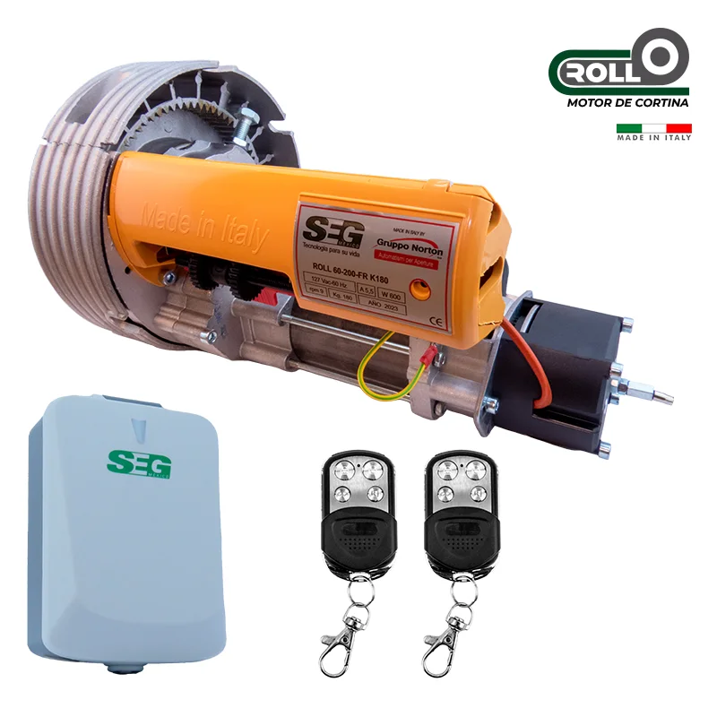 KIT OPERADOR DE CORTINA SEG 180KG CON FRENO, INCLUYE CENTRAL PLUS Y 2 TX PLAY BLANCO