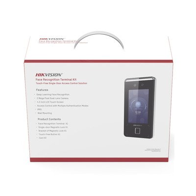 Kit de Control de Acceso TODO INCLUIDO con Lector de Rostros, QRs , Tarjetas y Huellas / 3,000 Rostros / Compatible con App HIKConnect / Videoportero / Incluye Electroimán Botón de Salida y Montajes Z