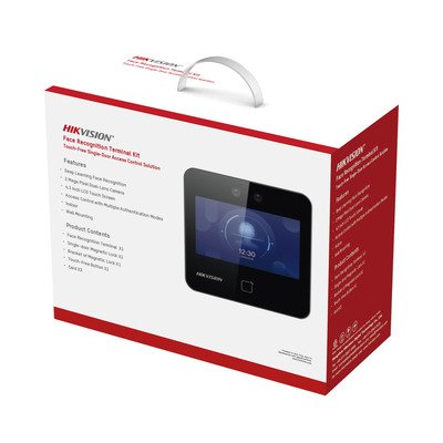 Kit de Control de Acceso TODO INCLUIDO con Lector de Rostros, QRs y Tarjetas / 1,500 rostros / Compatible con App HIKConnect /Incluye Electroimán Botón de Salida y Montajes Z y L para imán